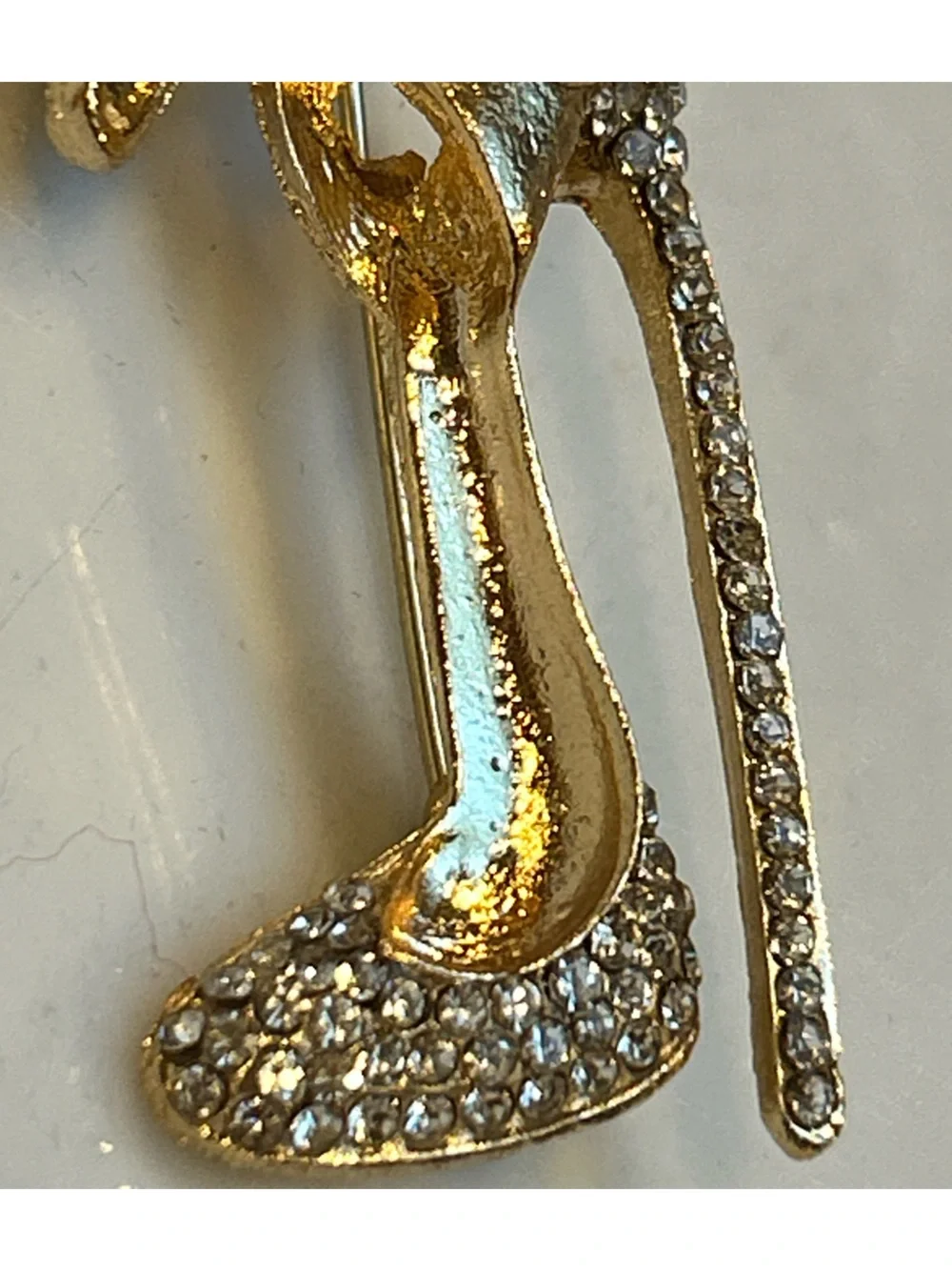 Gold Crystal High Heel Shoe Brooch - Women Jewelry